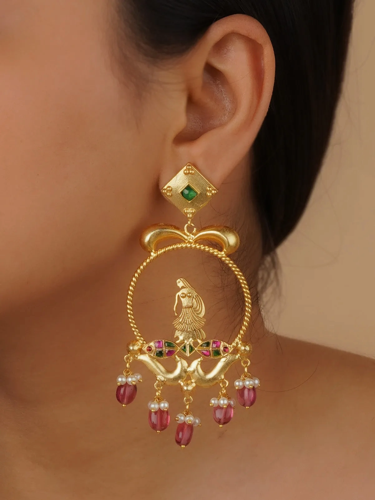 Multicolor Gold Plated Mishr Earrings - MR-E143C