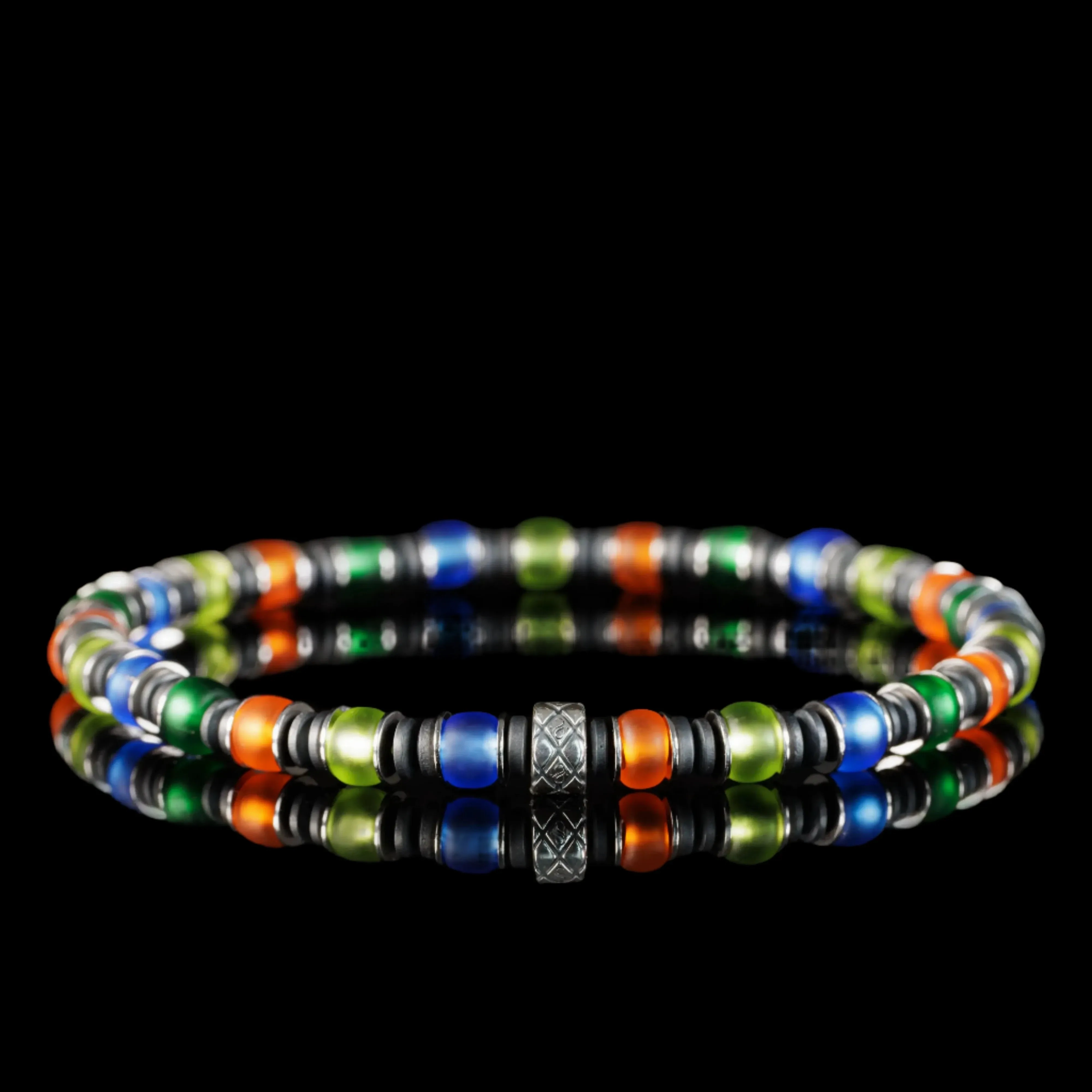 Multicolor Silver &amp; Hematite Bracelet V (6mm)