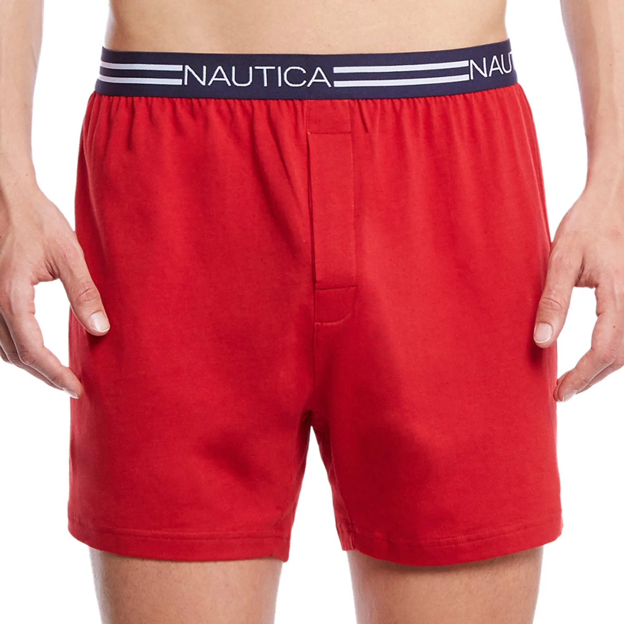Nautica Herren Rote Einfarbige Strick-Boxershorts