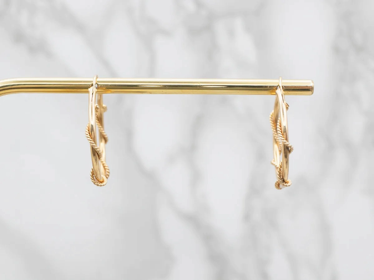 Nautical Twisted 18-Karat Gold Hoop Earrings
