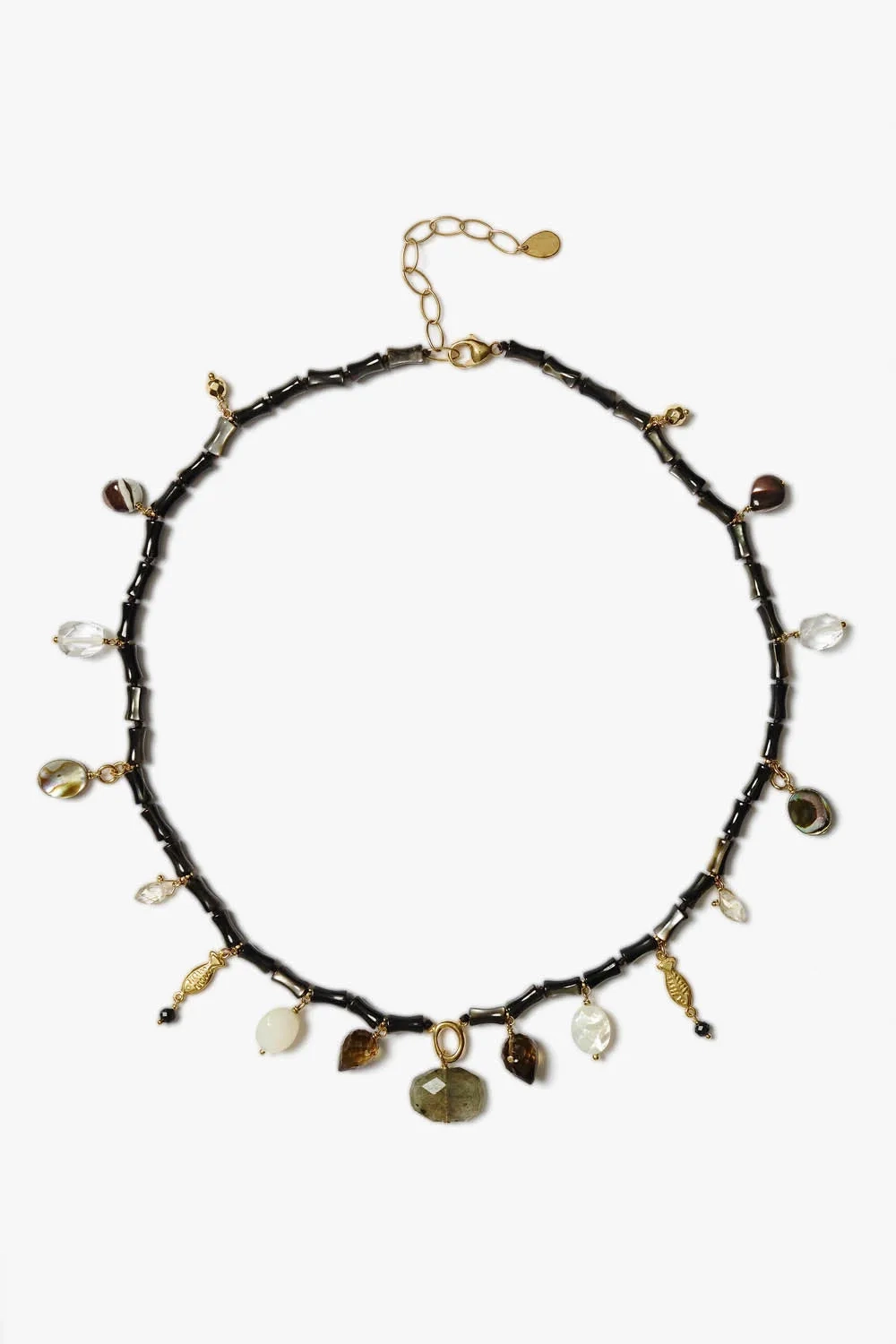 Nautilus Charm Necklace Black Mix