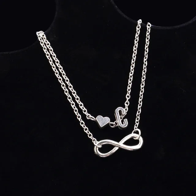 New Fashion silver multi-layer heart 26 letters 8 words pendant Bracelets for women jewelry foot chain anklets accessories gift