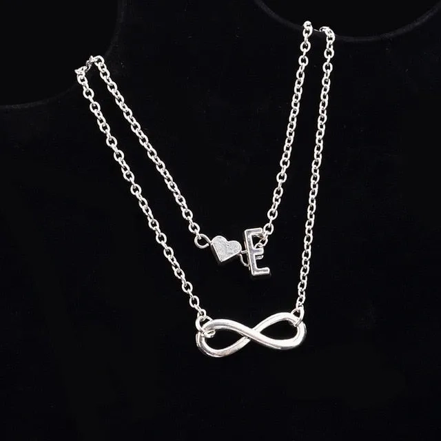 New Fashion silver multi-layer heart 26 letters 8 words pendant Bracelets for women jewelry foot chain anklets accessories gift