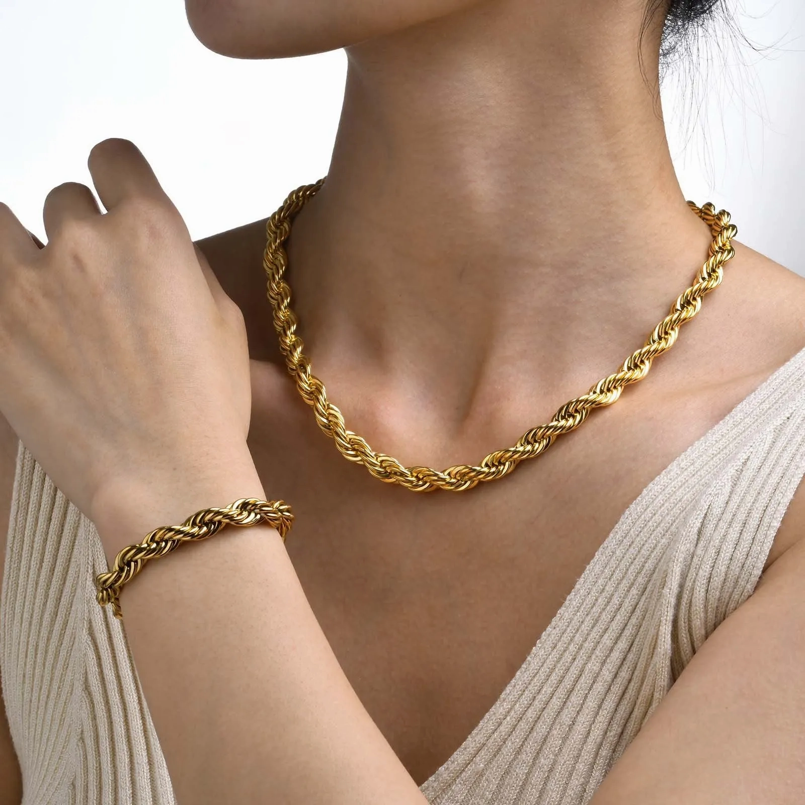 No-Tarnish Medical Twist Chain Necklace &amp; Bracelet