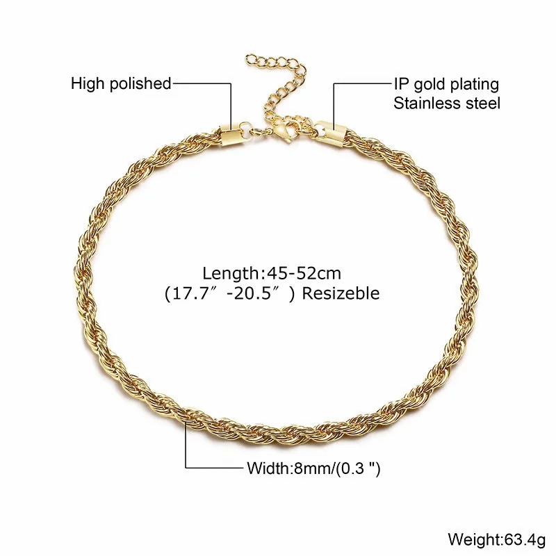 No-Tarnish Medical Twist Chain Necklace &amp; Bracelet