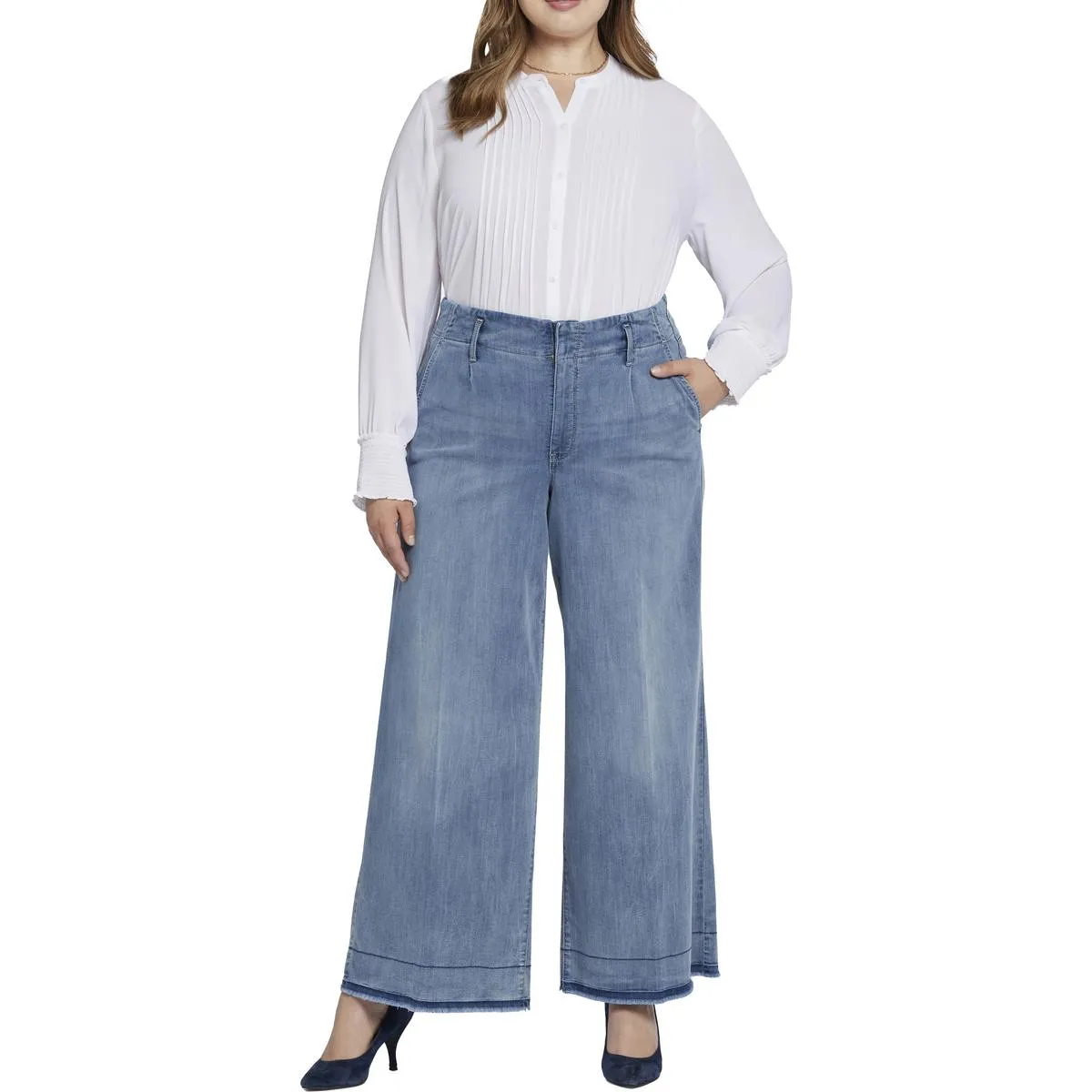 NYDJ Damen Plus Mona Jeans mit ausgefranstem Saum und weiter Beinform