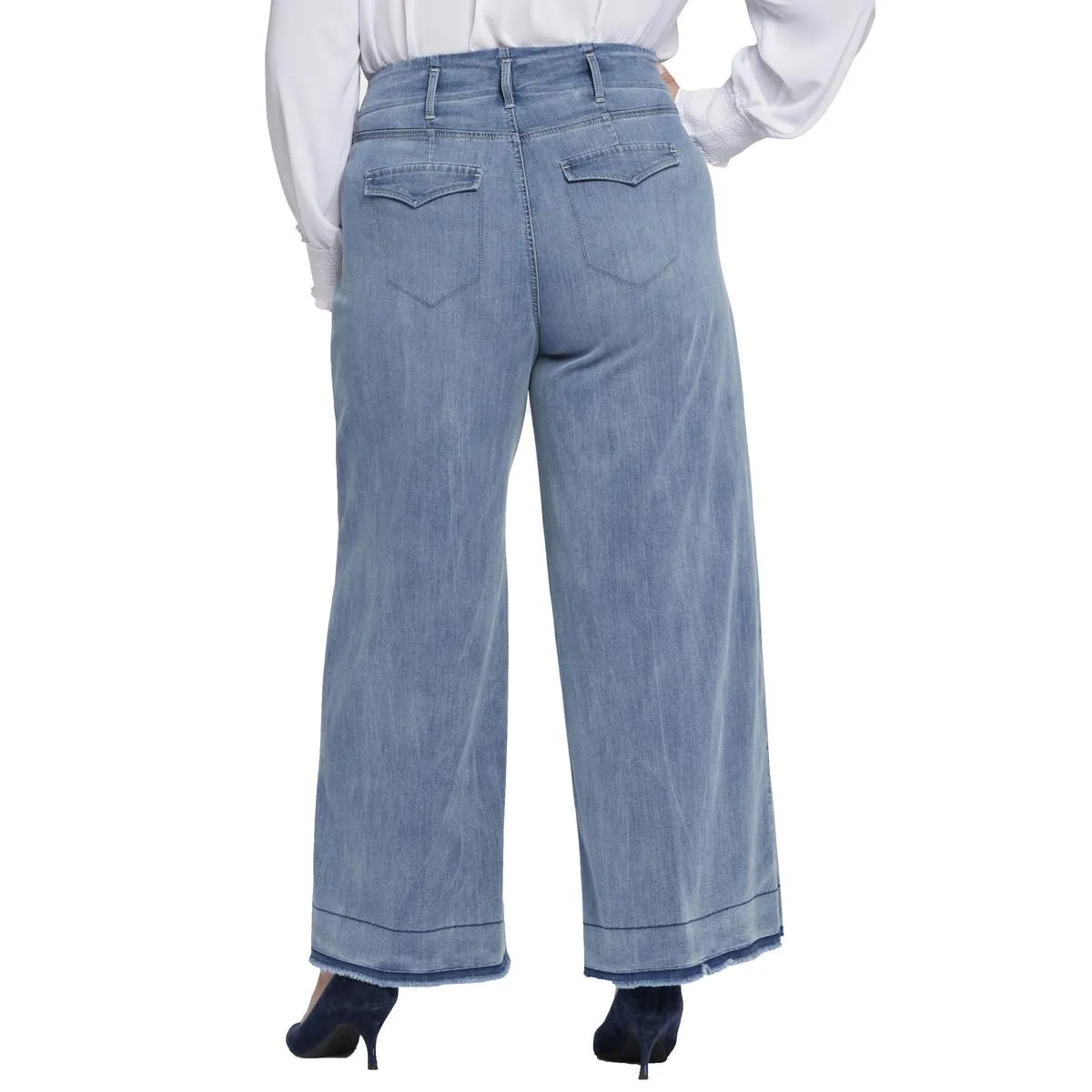 NYDJ Damen Plus Mona Jeans mit ausgefranstem Saum und weiter Beinform