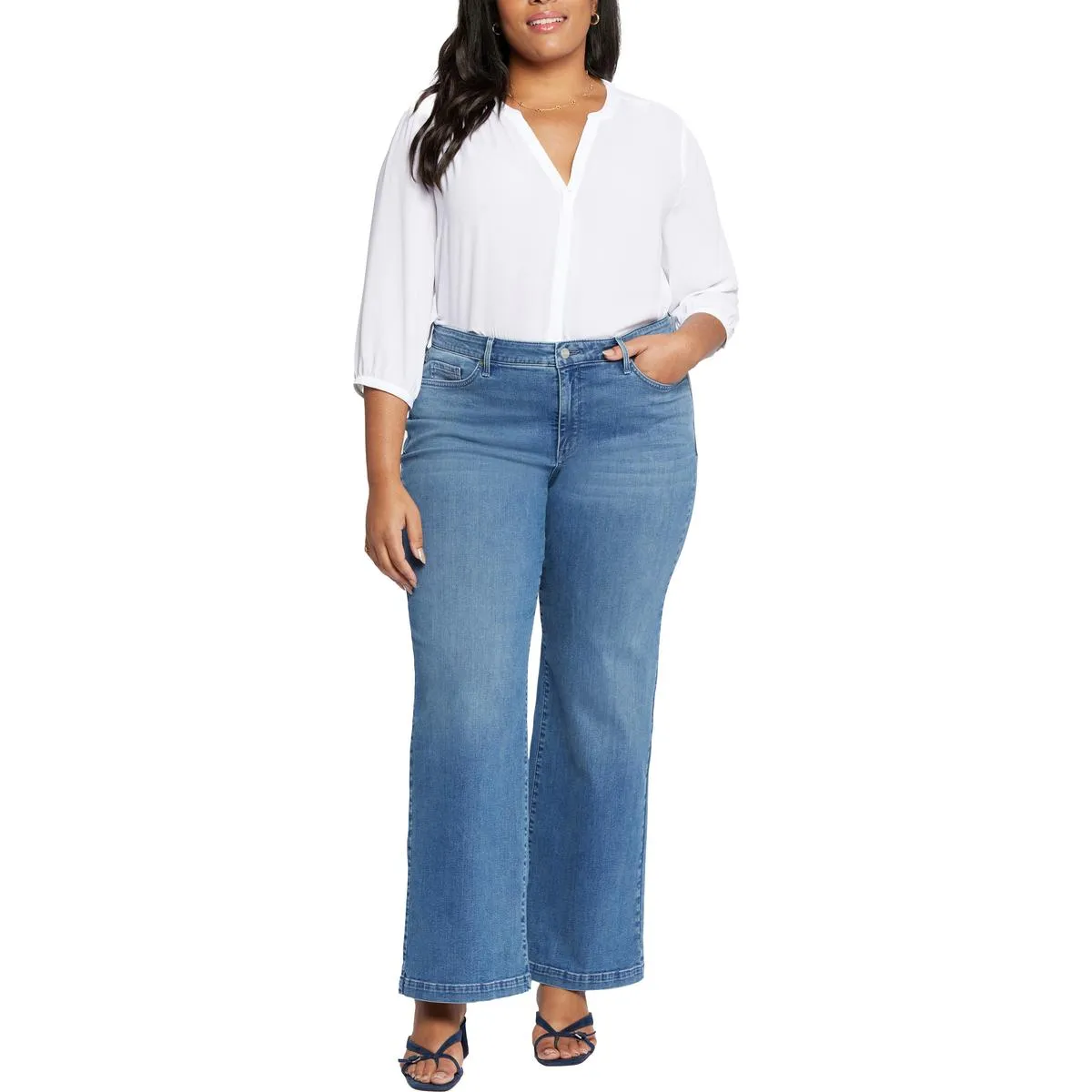 NYDJ Damen Plus Teresa Stretch Baumwolle Weitbeinjeans