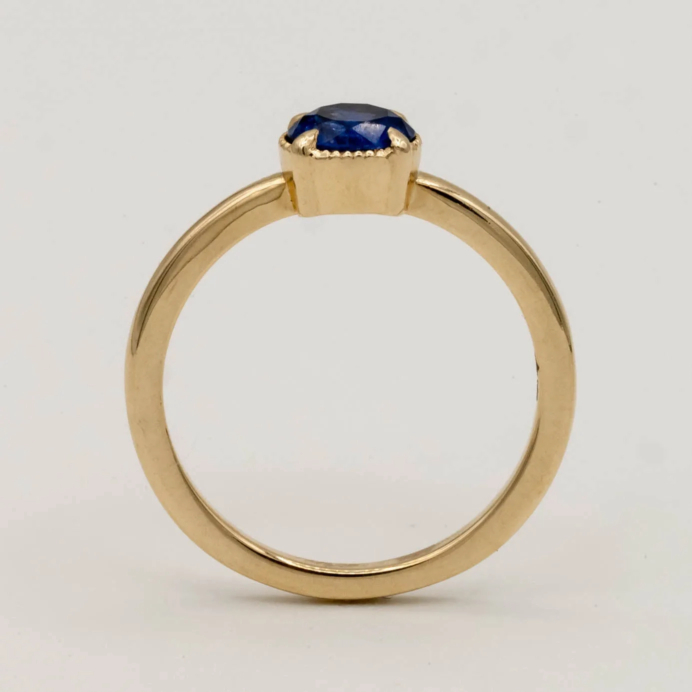 Oak Sapphire Engagement Ring | .87ct Round Sapphire | 14k Yellow Gold