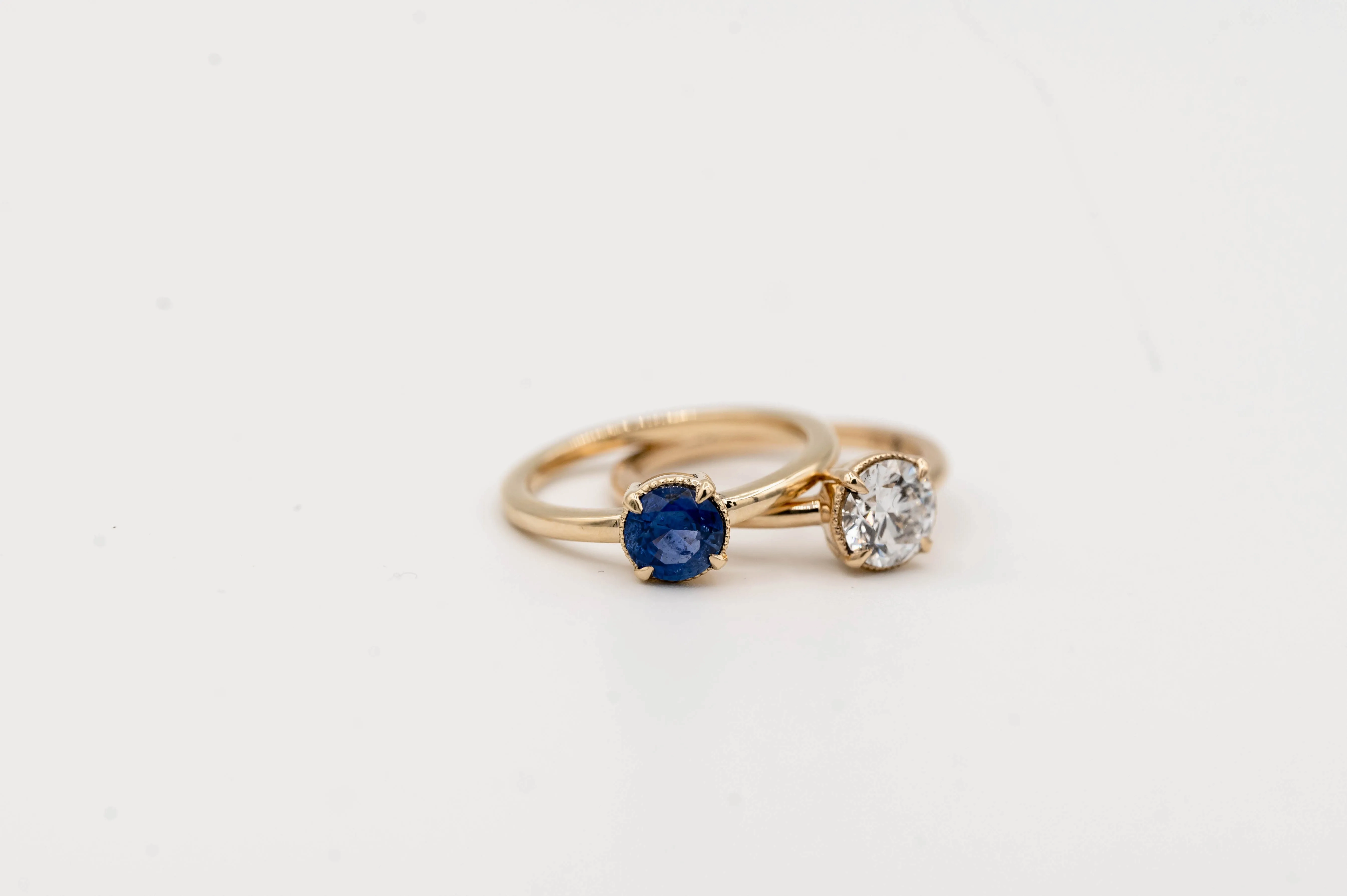 Oak Sapphire Engagement Ring | .87ct Round Sapphire | 14k Yellow Gold