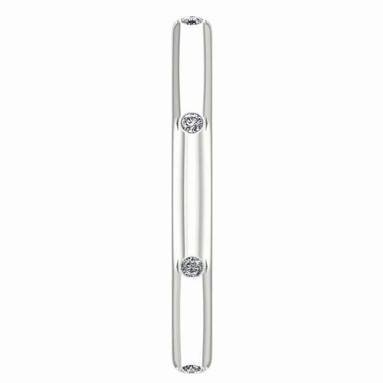Octagonal Ring with Diamonds 14K White Gold