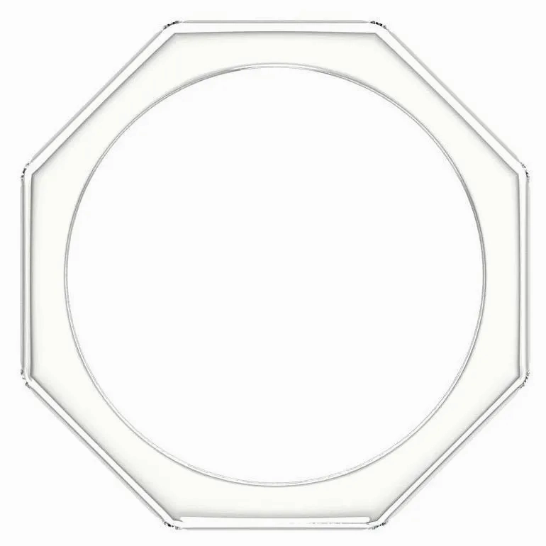 Octagonal Ring with Diamonds 14K White Gold