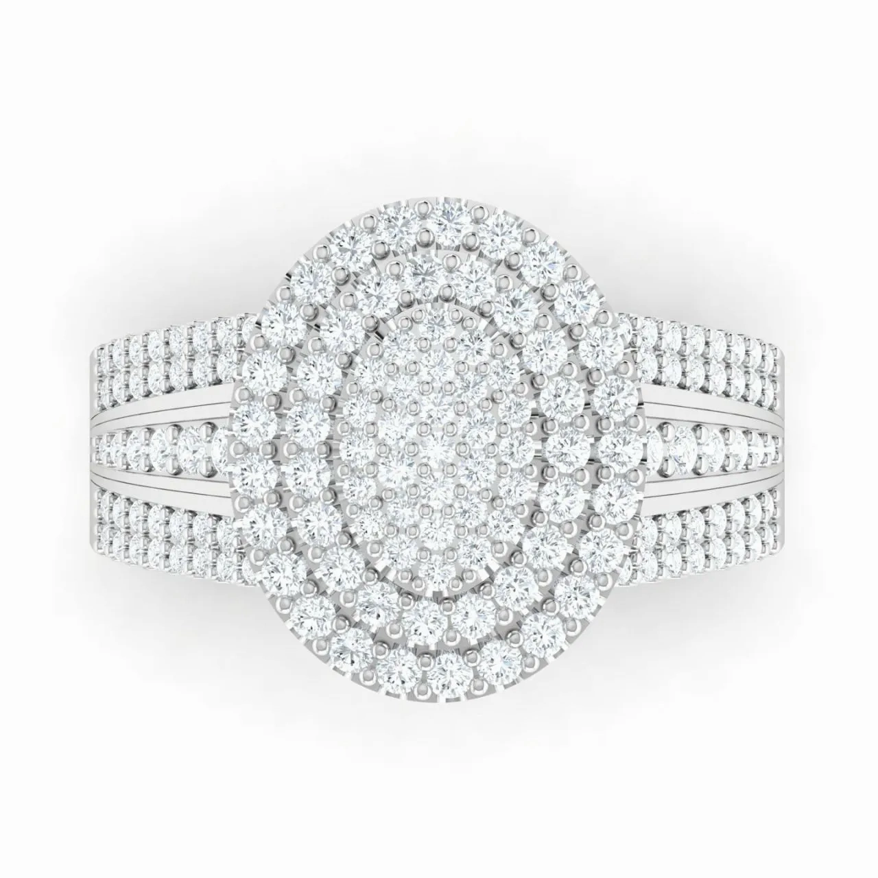 Omoni Oval Cluster Natural Diamond Engagement Ring in 18K Gold