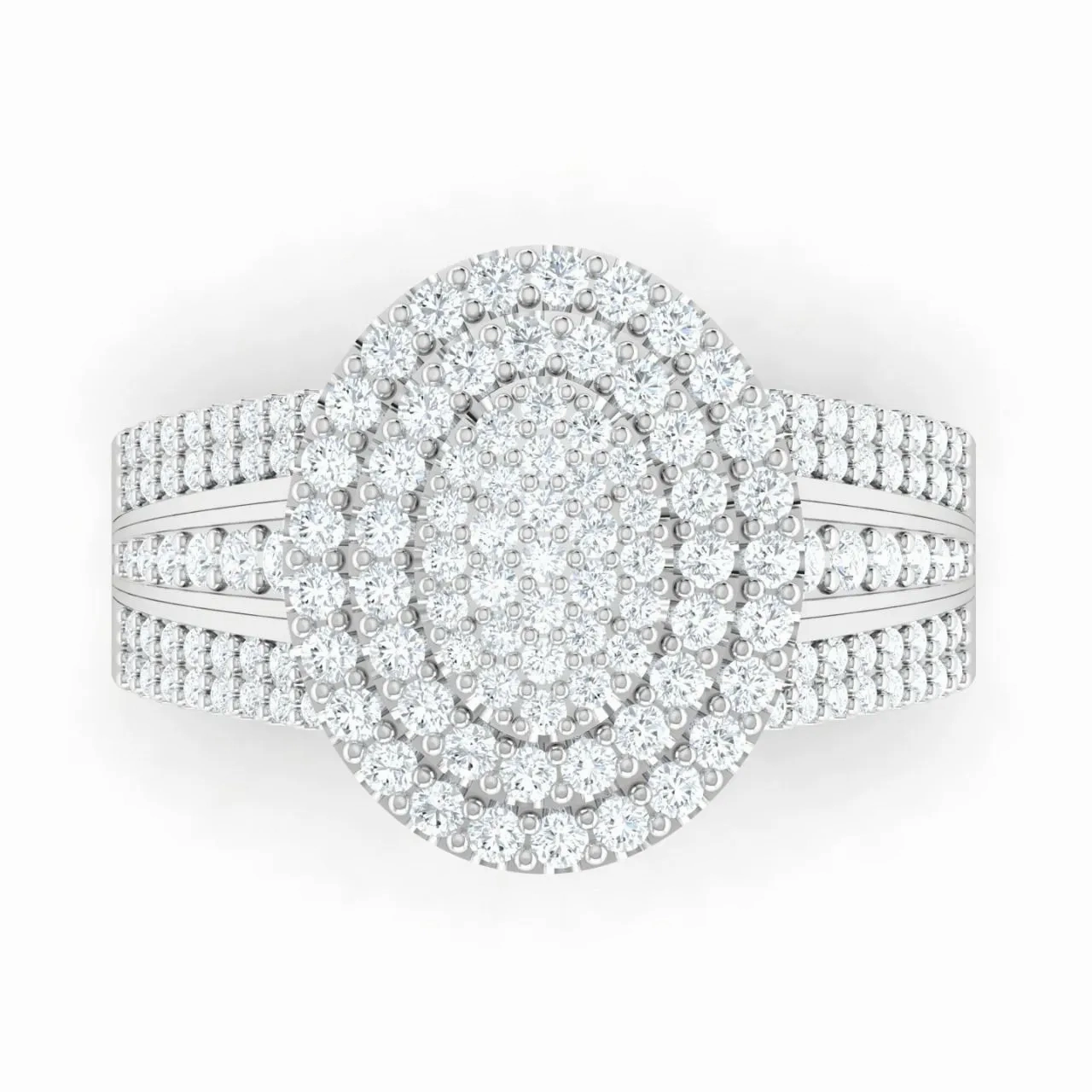 Omoni Oval Cluster Natural Diamond Engagement Ring in 18K Gold