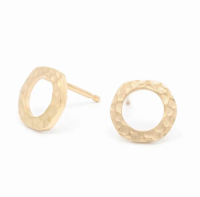 Open Hammered Circle Stud Earring