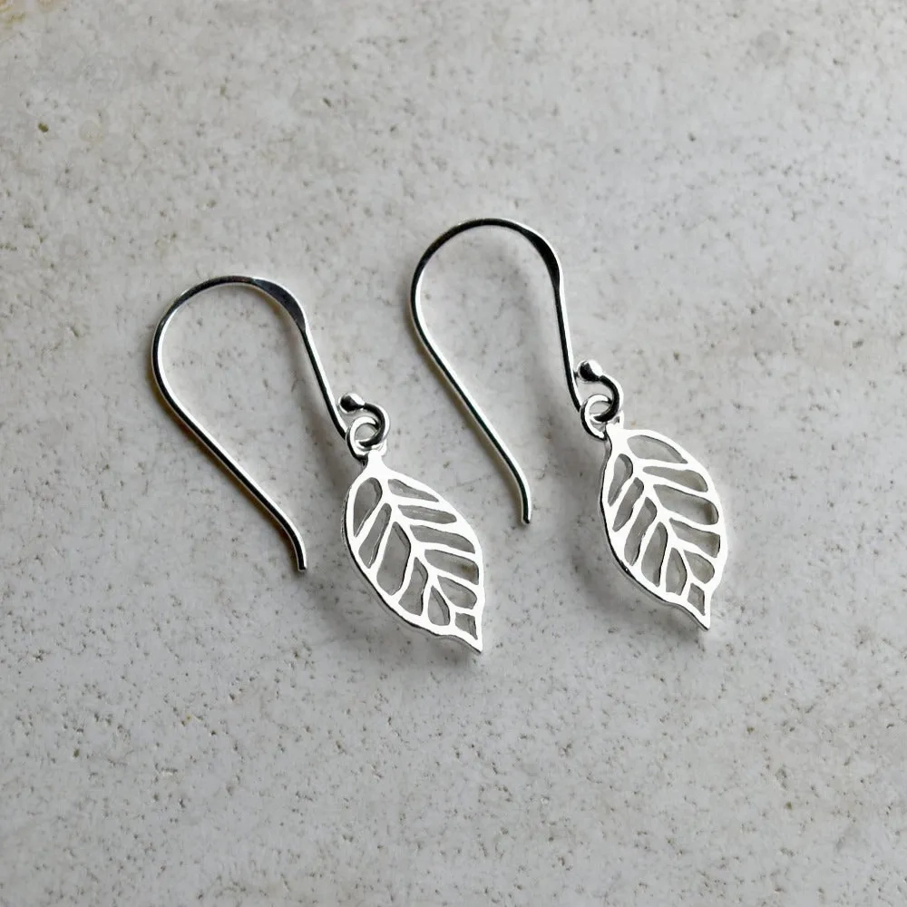 Open Work Leaf Drop Earrings