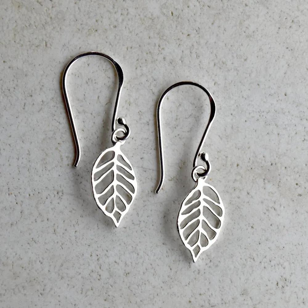 Open Work Leaf Drop Earrings