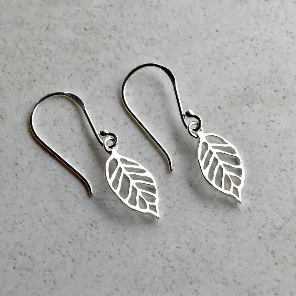 Open Work Leaf Drop Earrings