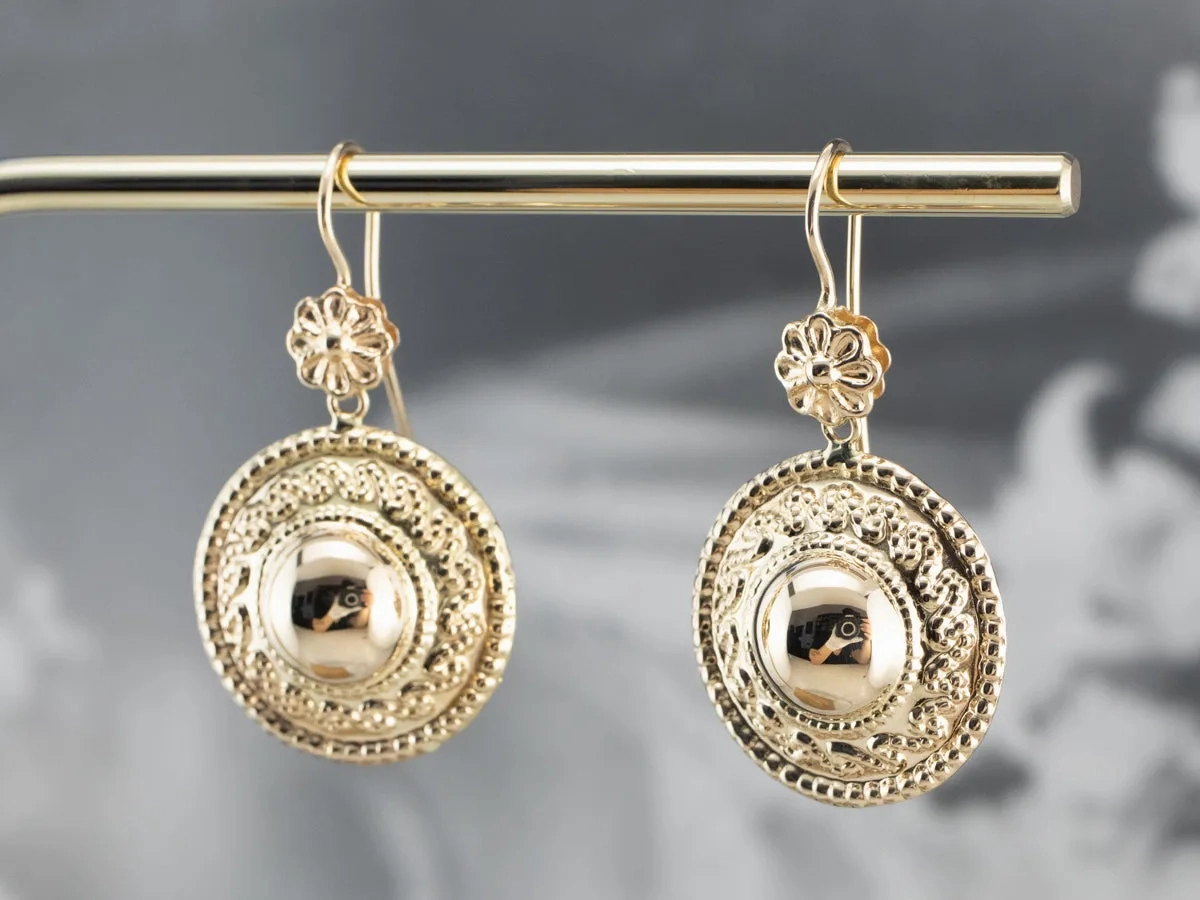 Ornate Italian Gold Drop Earrings