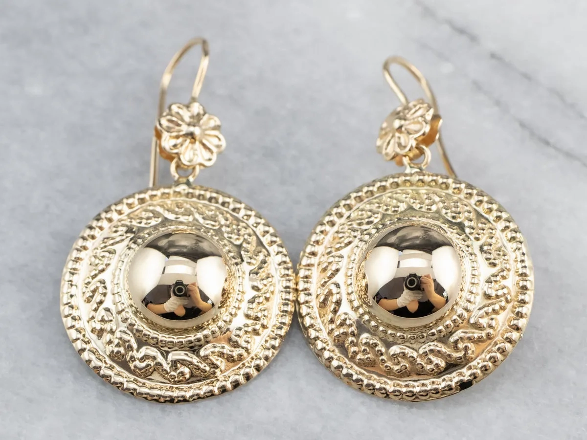 Ornate Italian Gold Drop Earrings