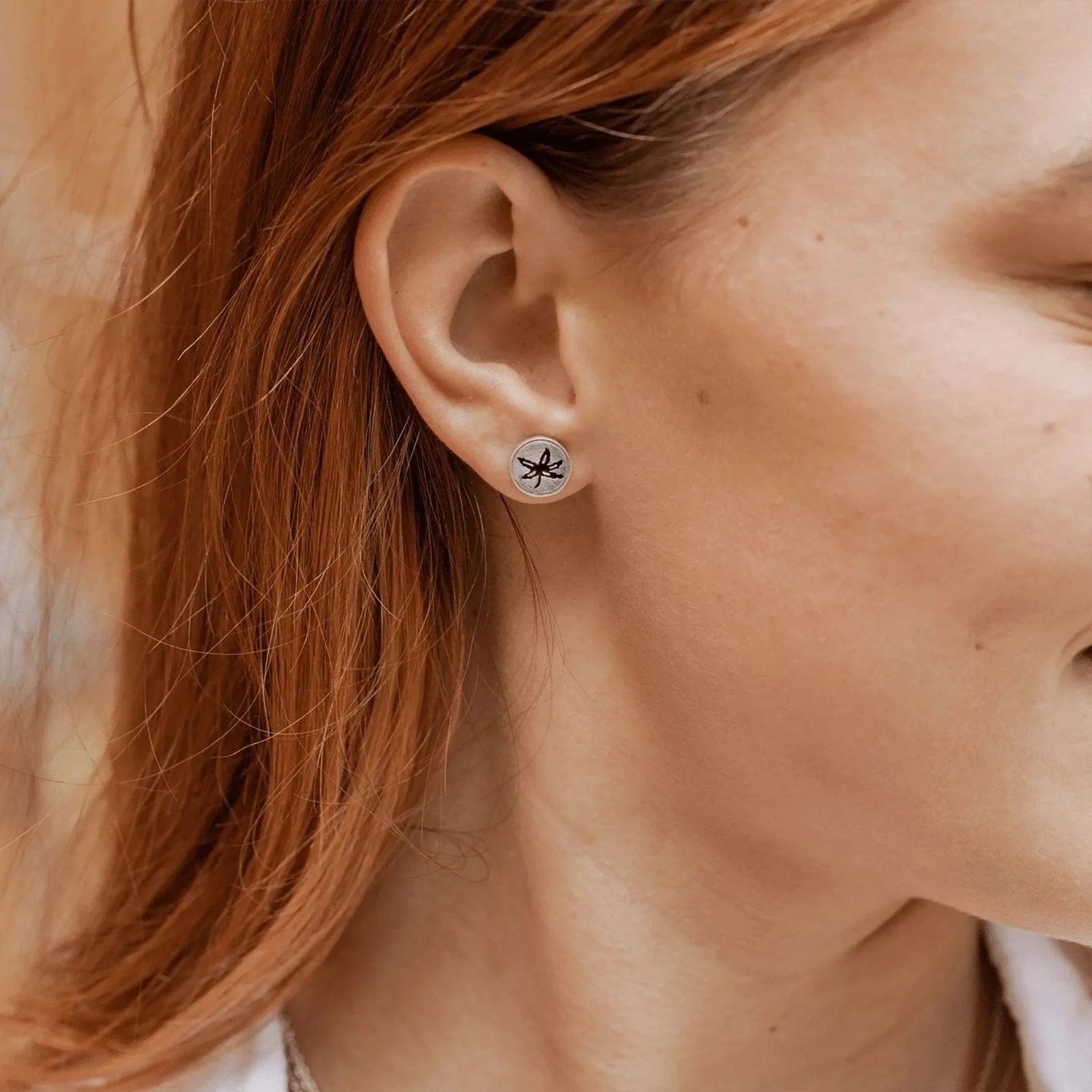 OSU Black Enamel Buckeye Leaf Studs