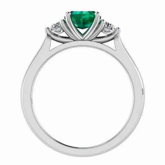 Oval Emerald and Diamond Engagement Ring 18K Gold