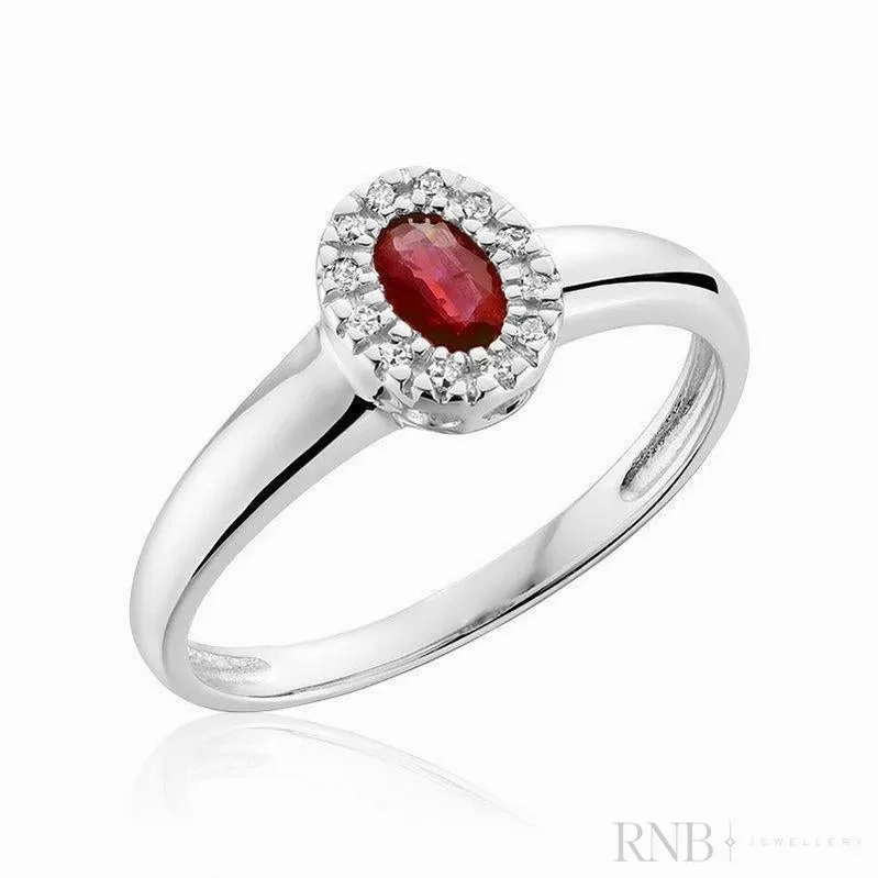 Oval Gemstone &amp; Diamond Halo Ring