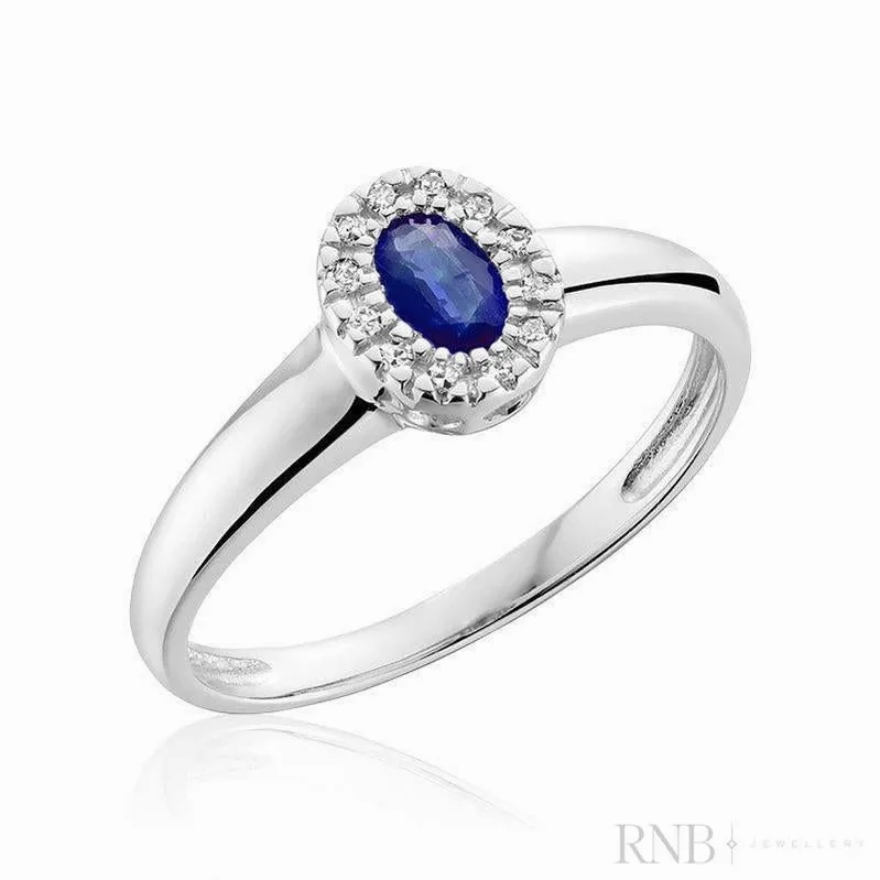 Oval Gemstone &amp; Diamond Halo Ring