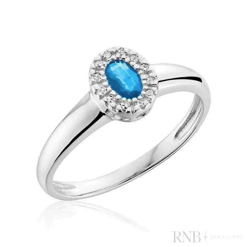 Oval Gemstone &amp; Diamond Halo Ring