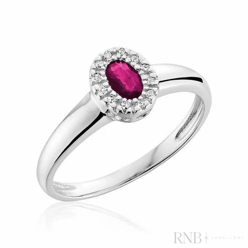 Oval Gemstone &amp; Diamond Halo Ring