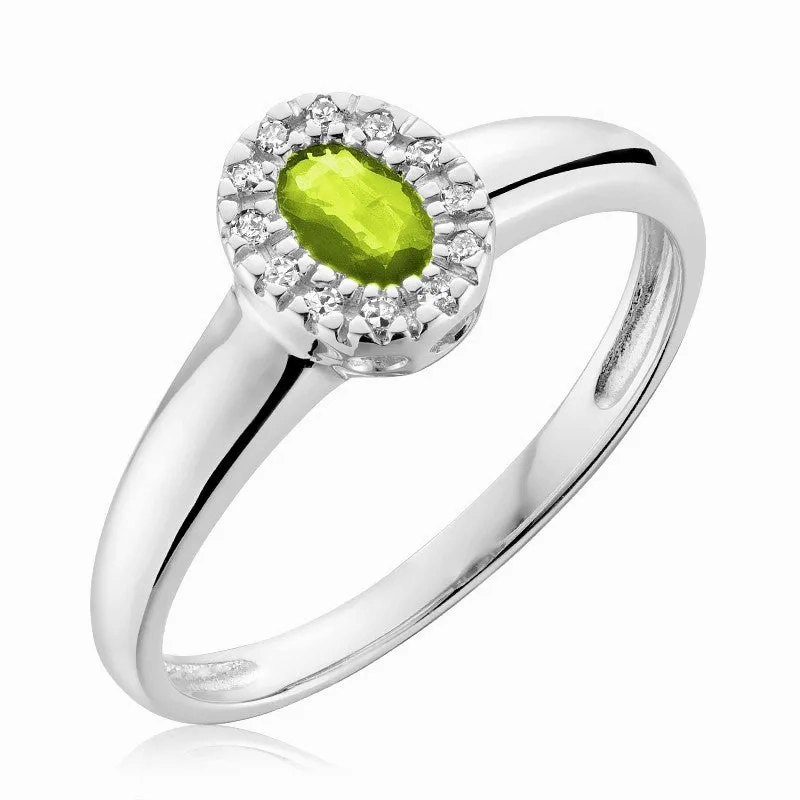 Oval Gemstone &amp; Diamond Halo Ring