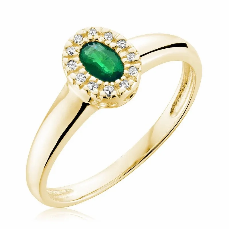 Oval Gemstone &amp; Diamond Halo Ring