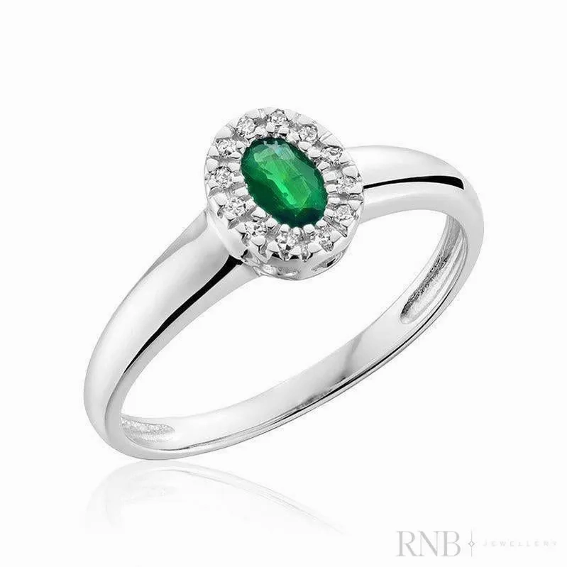 Oval Gemstone &amp; Diamond Halo Ring