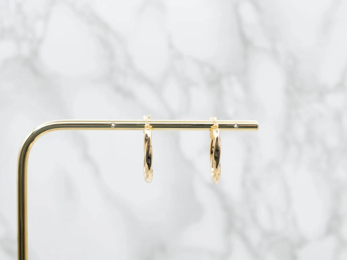 Oval Gold Twist Hoop Earrings