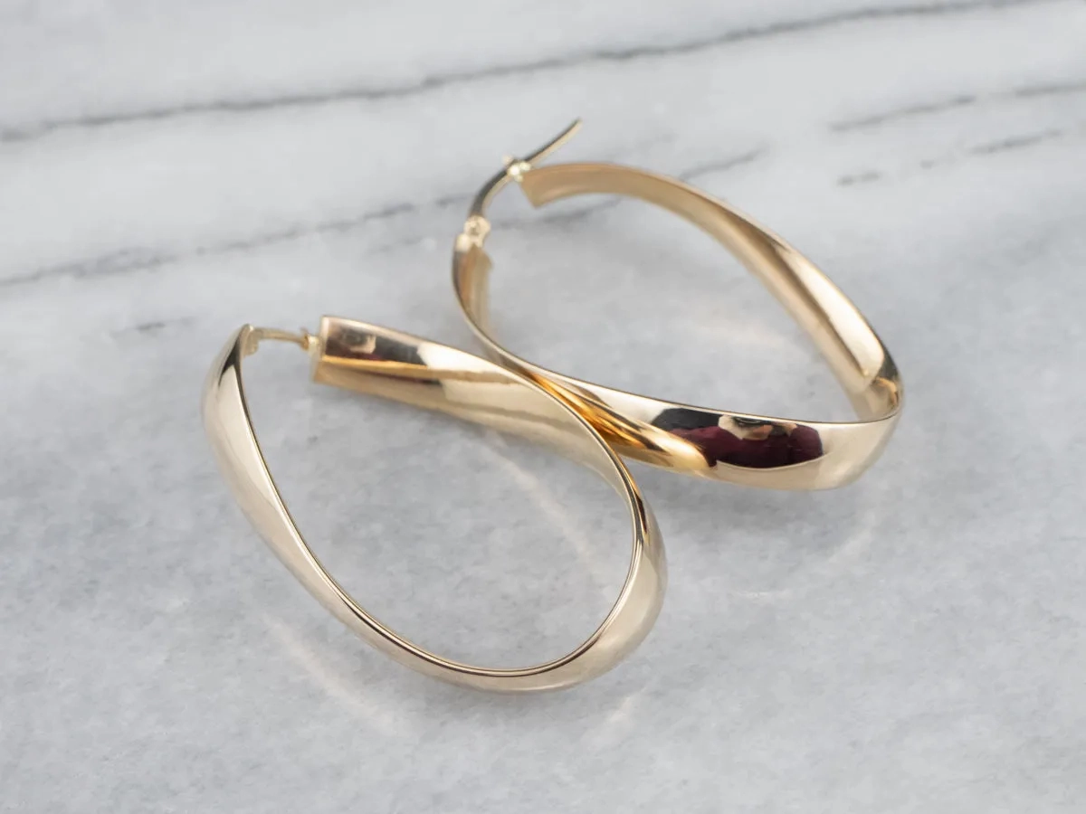 Oval Hoop Drop Earrings