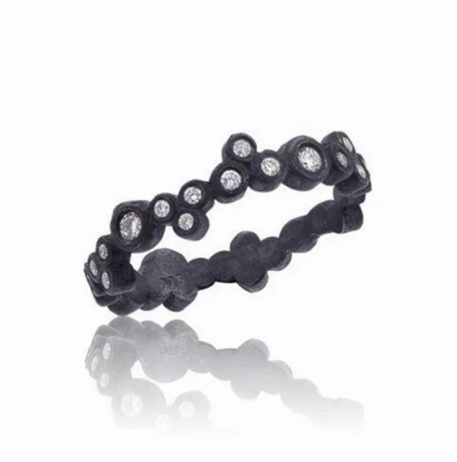 Oxidized Sterling Silver &quot;Dylan&quot; Stackable Band with Diamonds