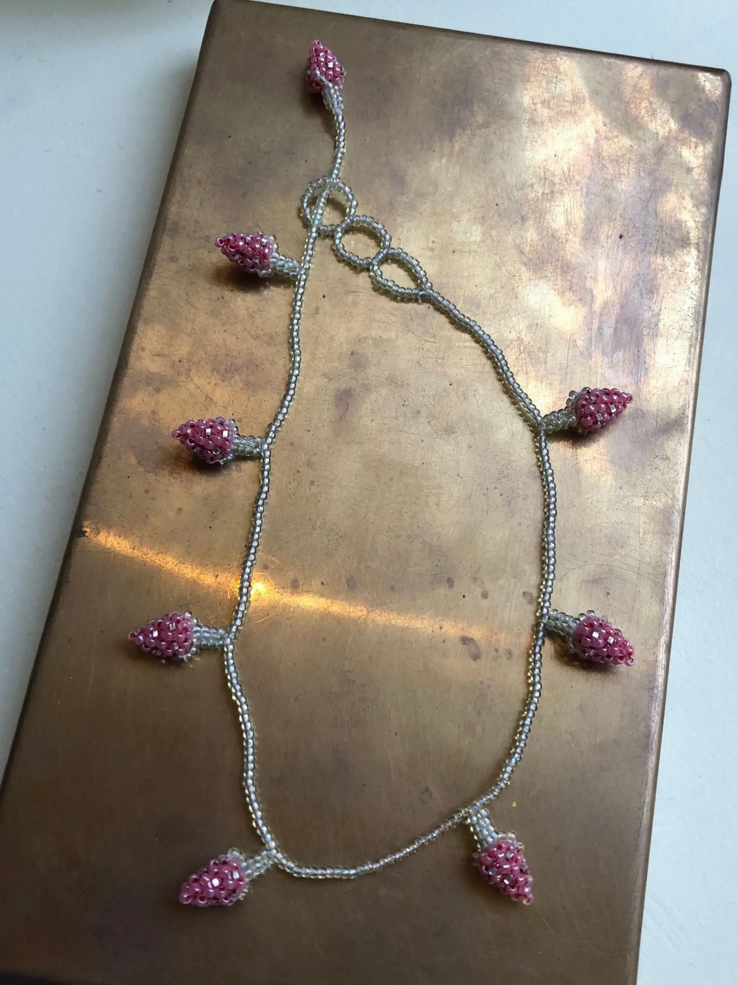 Pale Strawberry Necklace Pink and Red Beads