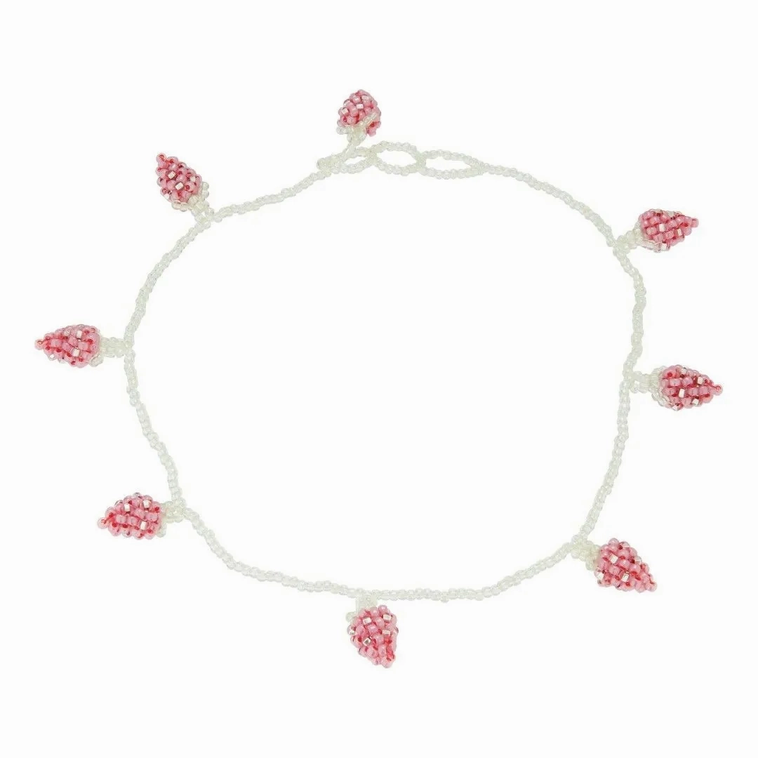 Pale Strawberry Necklace Pink and Red Beads