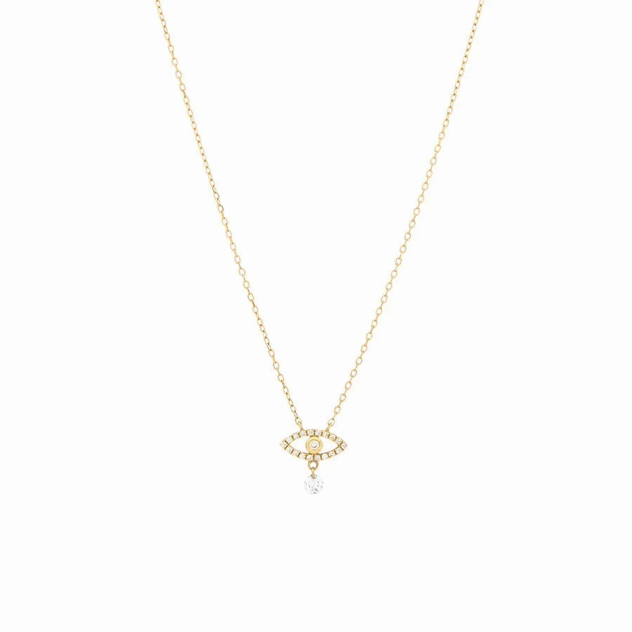 Pav?? Symbols Eye 18K Gold, Whitegold or Rosegold Necklace w. Diamonds