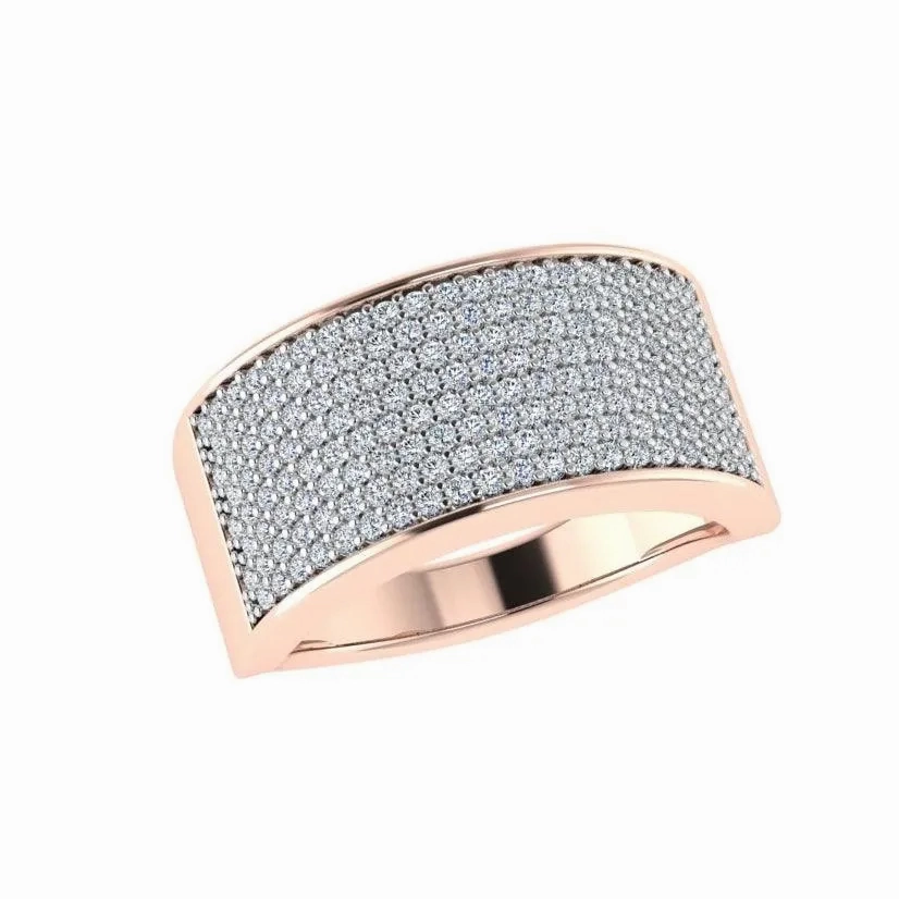 Pave Diamond Band Yellow Gold 14k 0.75 ct.tw