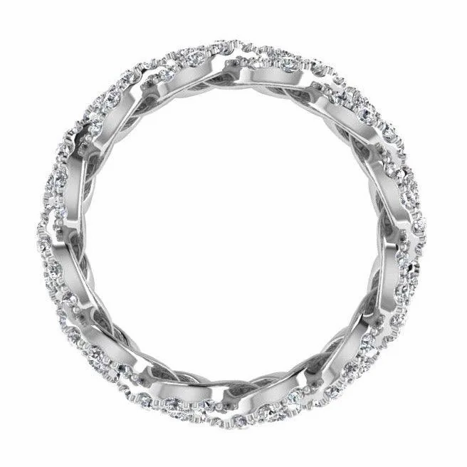 Pave Diamond Twist Eternity Ring Band 18K Gold (1.20 ct. tw.)
