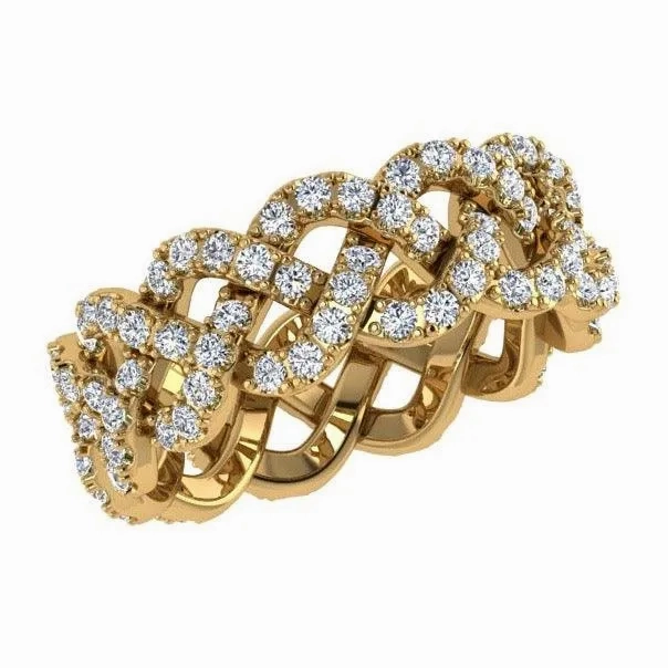 Pave Diamond Twist Eternity Ring Band 18K Gold (1.20 ct. tw.)