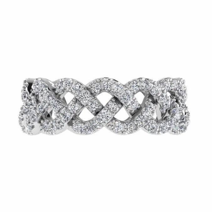 Pave Diamond Twist Eternity Ring Band 18K Gold (1.20 ct. tw.)