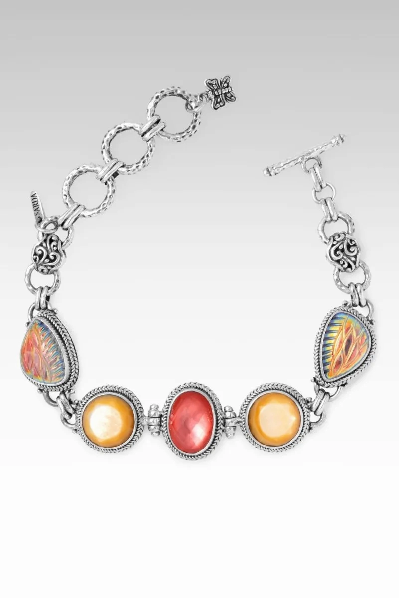 Peace in His Presence Bracelet? in Zero Saturn? Mystic Quartz, Peach Mother of Pearl &amp; Yellow Mother of Pearl