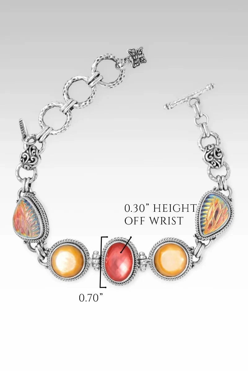 Peace in His Presence Bracelet? in Zero Saturn? Mystic Quartz, Peach Mother of Pearl &amp; Yellow Mother of Pearl