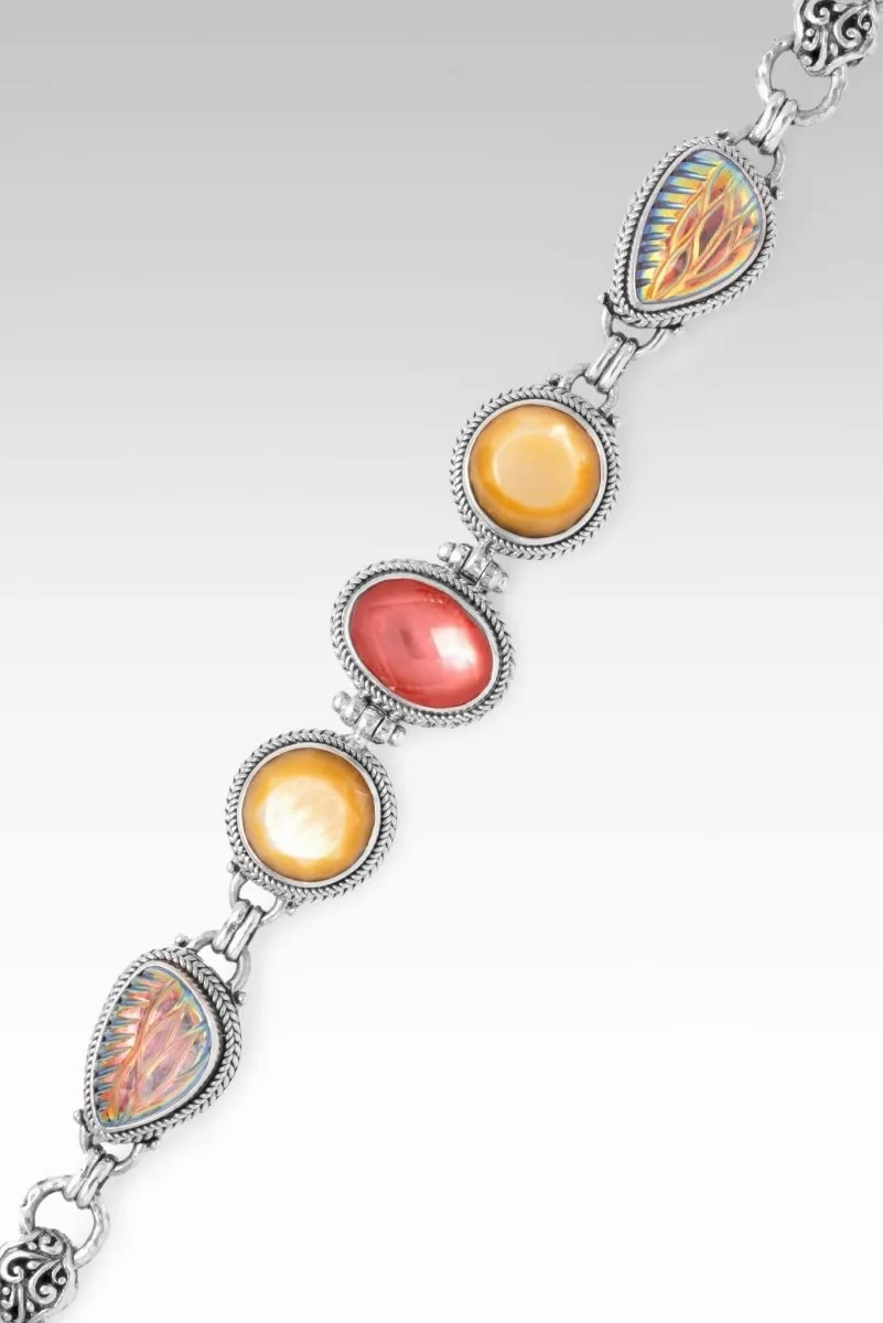 Peace in His Presence Bracelet? in Zero Saturn? Mystic Quartz, Peach Mother of Pearl &amp; Yellow Mother of Pearl