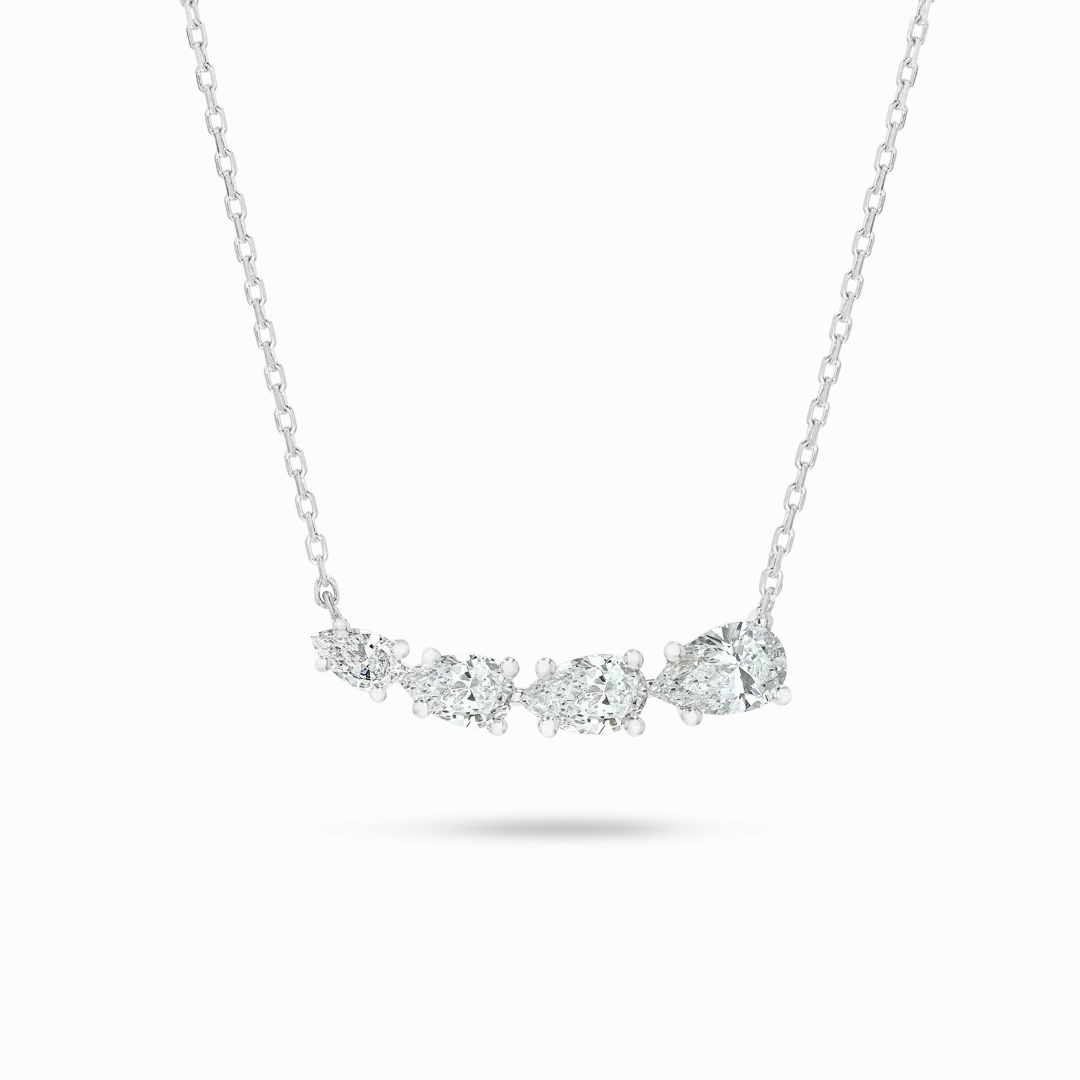 Pear Diamond Wing Pendant White Gold