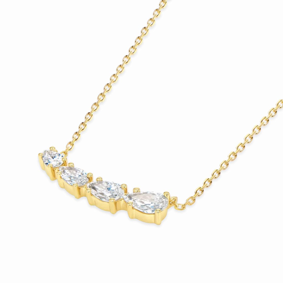 Pear Diamond Wing Pendant Yellow Gold
