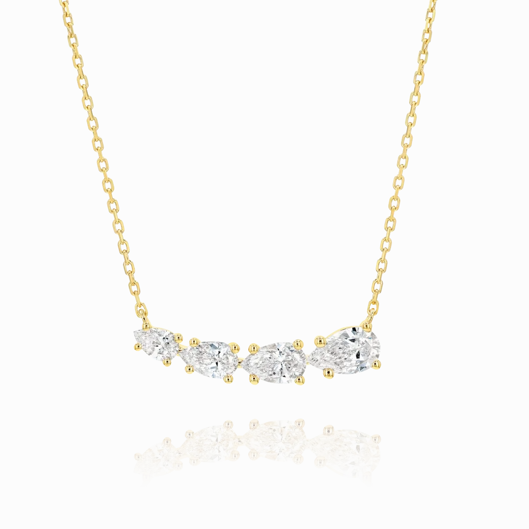 Pear Diamond Wing Pendant Yellow Gold