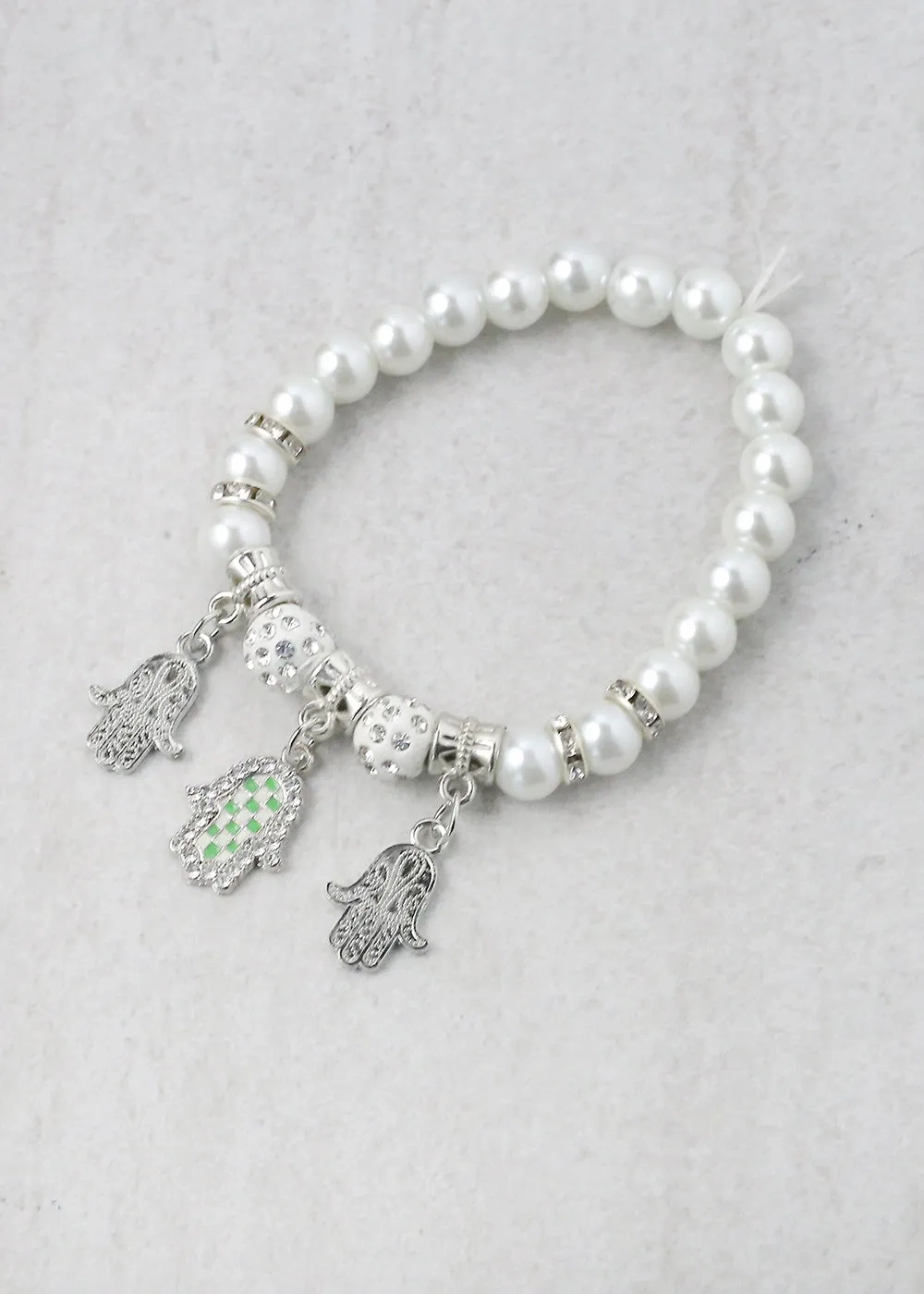 Pearl   Hamsa Hand Bracelet